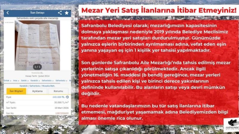 Safranbolu'da Mezar Yeri Satış İlanlarına Dikkat!