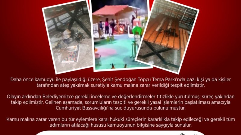 PARKI YAKANLAR HAKKINDA SUÇ DUYURUSUNDA BULUNULDU
