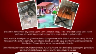 PARKI YAKANLAR HAKKINDA SUÇ DUYURUSUNDA BULUNULDU